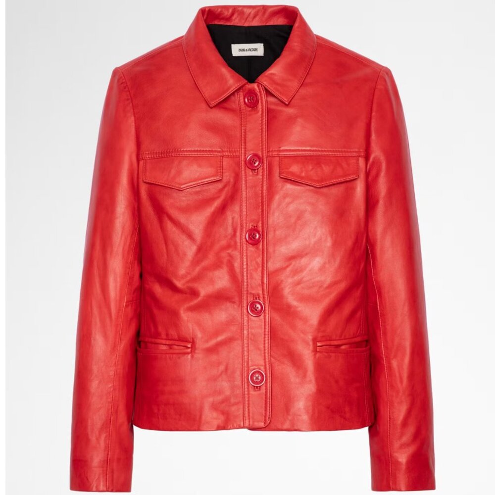 NWT Zadig & Voltaire Liam Red Leather Jacket size XS - Picture 14 of 14